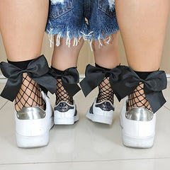 Girls Bowknot Fish Net Socks for Kids