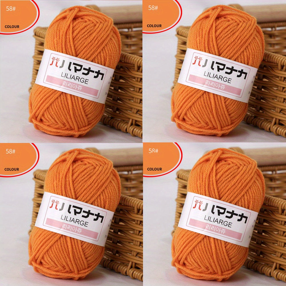 4pcs 4 ply Soft Cotton Yarn for DIY Knitting Crocheting Sweater Scarfts 25g
