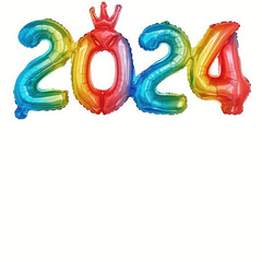 1pc Crown Number Balloon Colorful Aluminum Film Giant Decorative Balloon