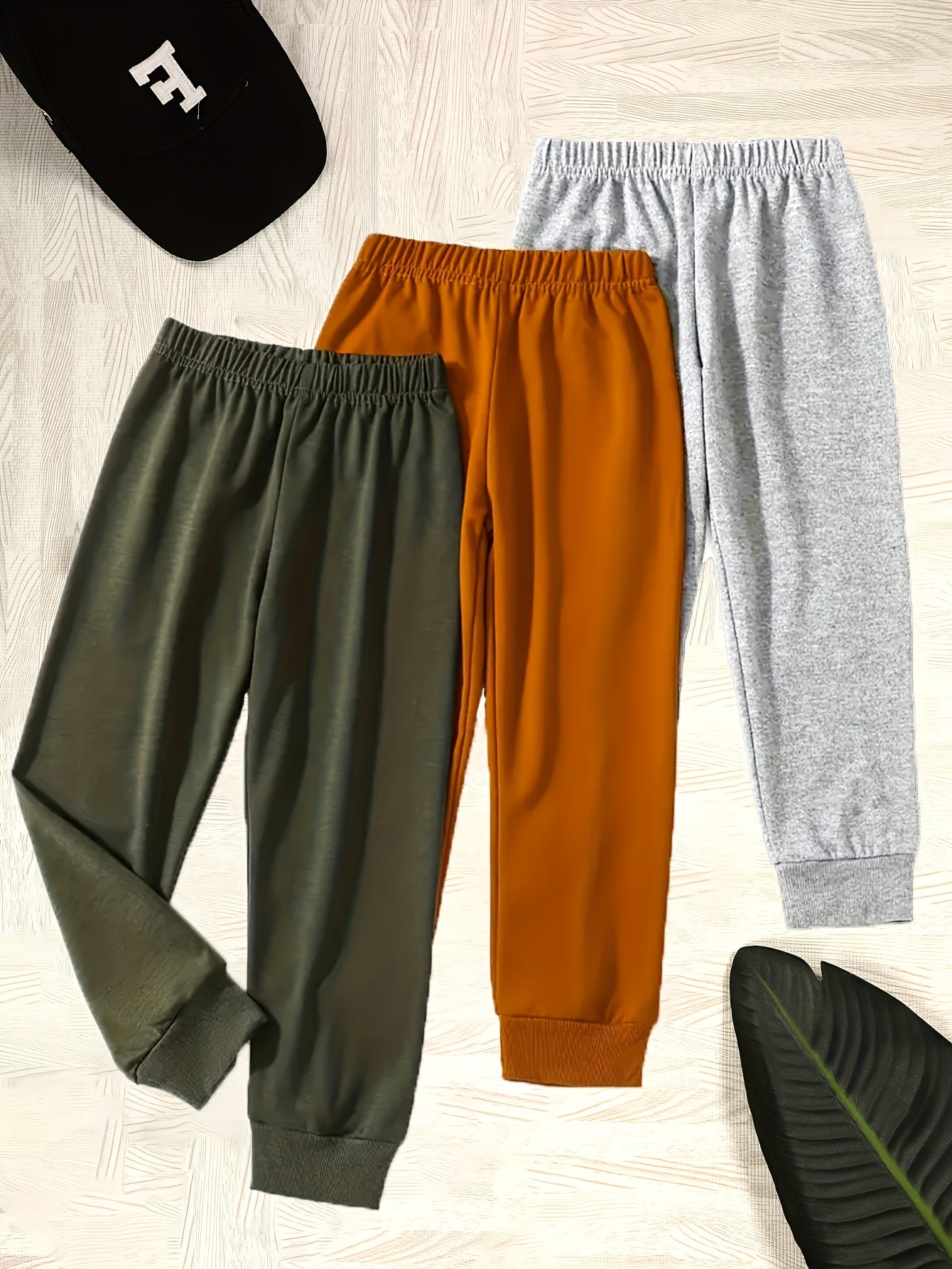 3pcs Boy's Comfy Jogger Pants for Fall Winter Outdoor