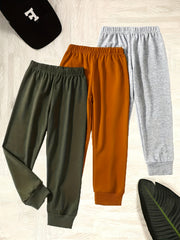 3pcs Boy's Comfy Jogger Pants for Fall Winter Outdoor