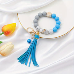 Silicone Bead Bracelet Keychain with Tassel - Birthday Party Gift