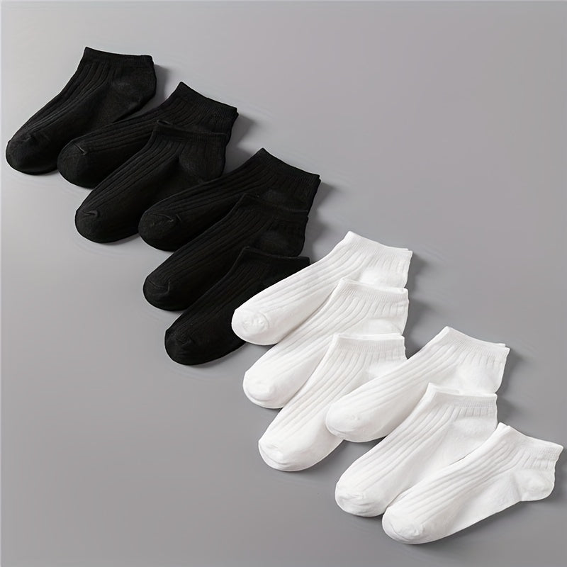 12 Pairs Solid Ribbed Socks All Match Women's Stockings