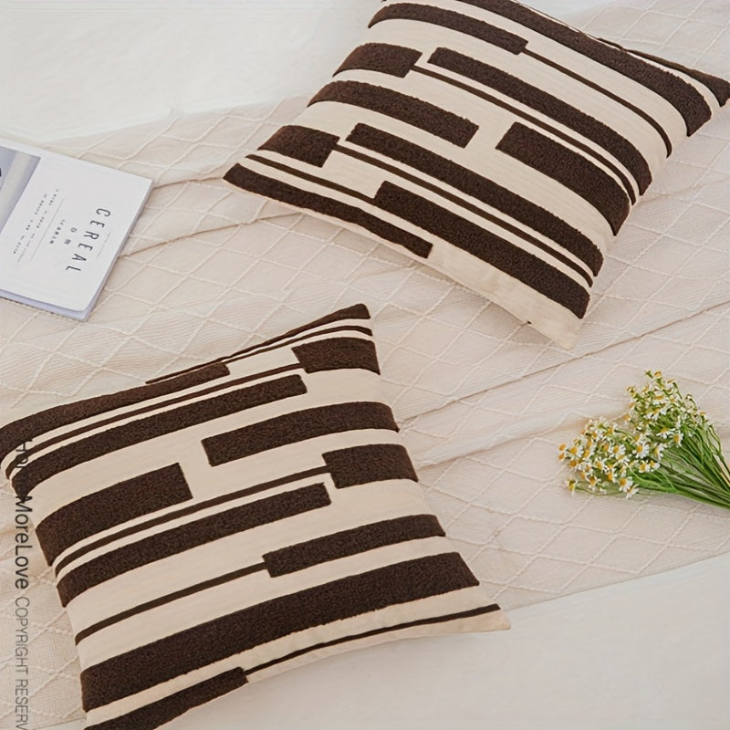 Geometric Embroidery Cushion Cover Modern Knitted Pillow Cover