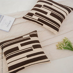 Geometric Embroidery Cushion Cover Modern Knitted Pillow Cover