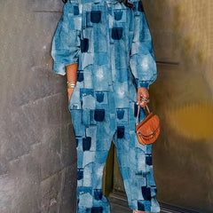 Patchwork Print Off Shoulder Jumpsuit