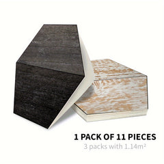 11pcs Wood Grain Pattern Hexagon Floor Stickers Waterproof Non-slip