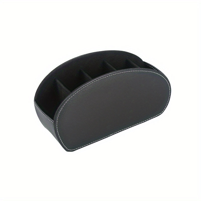 PU Leather Remote Control Holder Organizer Box with 5 Compartments