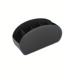PU Leather Remote Control Holder Organizer Box with 5 Compartments