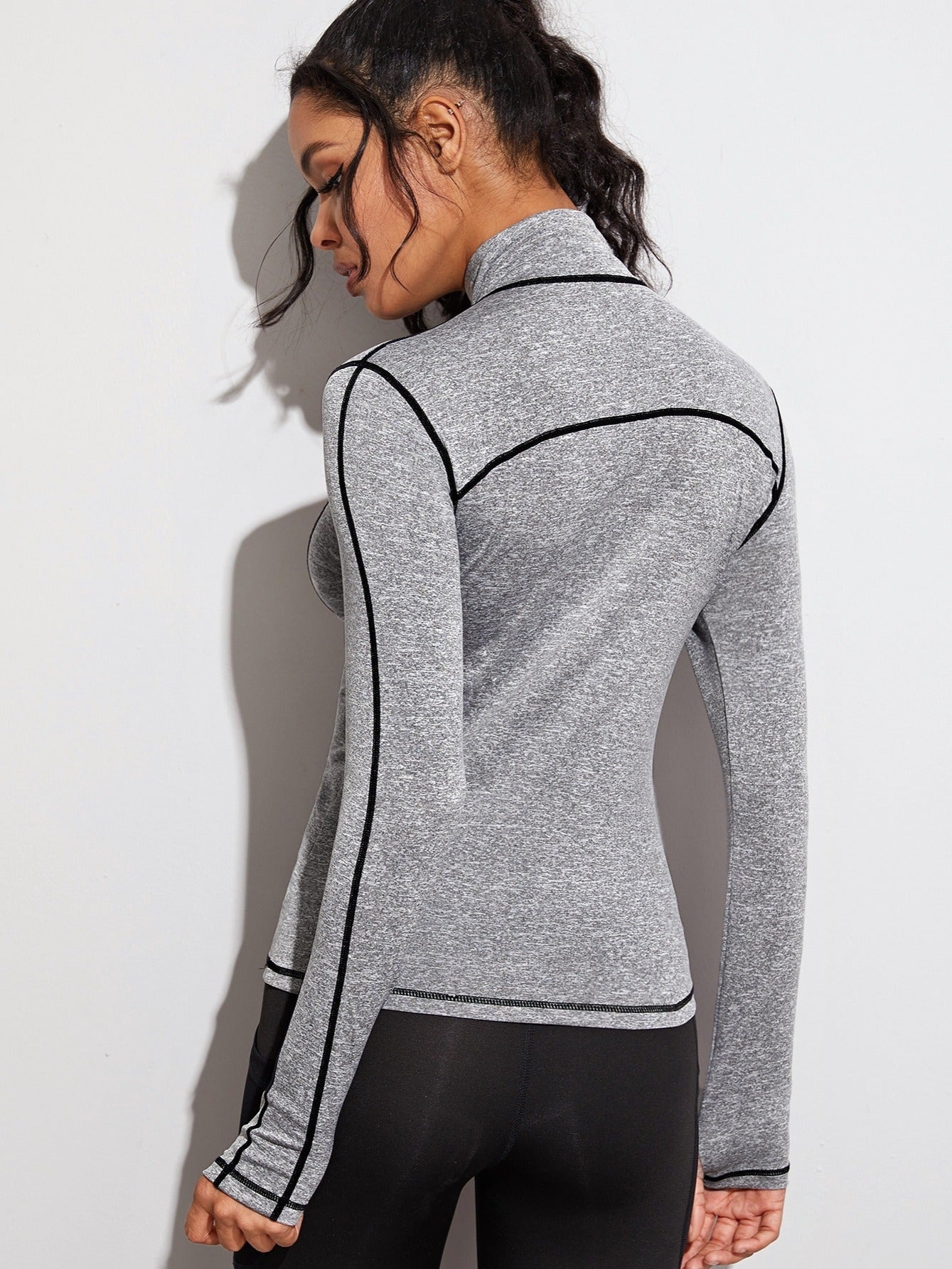 High Neck Half Zip Yoga Sports Top Slim Fit