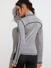 High Neck Half Zip Yoga Sports Top Slim Fit