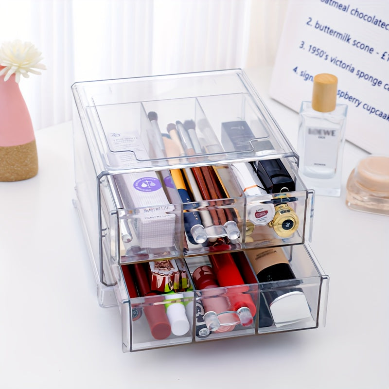 6 Grids Acrylic Storage Box for Office, Cosmetics, Jewelry, Christmas Supplies