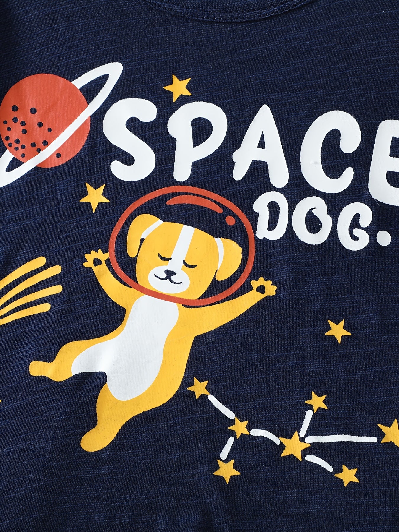 Kids 2pcs Space Dog Pajamas Set Cotton Long Sleeve Top & Pants