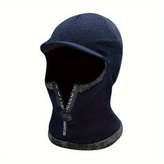 Winter Velvet Knitted Hat Men's Cycling Zipper Face Cover Balaclava