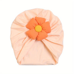 Kids Stretch Checkered Flower Bag Head Hat
