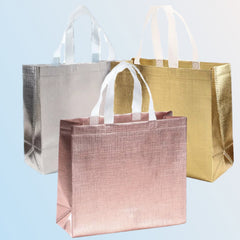 4pcs Glitter Golden Gift Bags Reusable Tote Bag Birthday Party