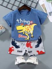 Boys Cartoon Off Road Truck Ride T-shirt & Shorts Set for Summer