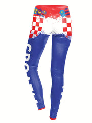 Women's Two Tone Letter Graphic Sports Leggings