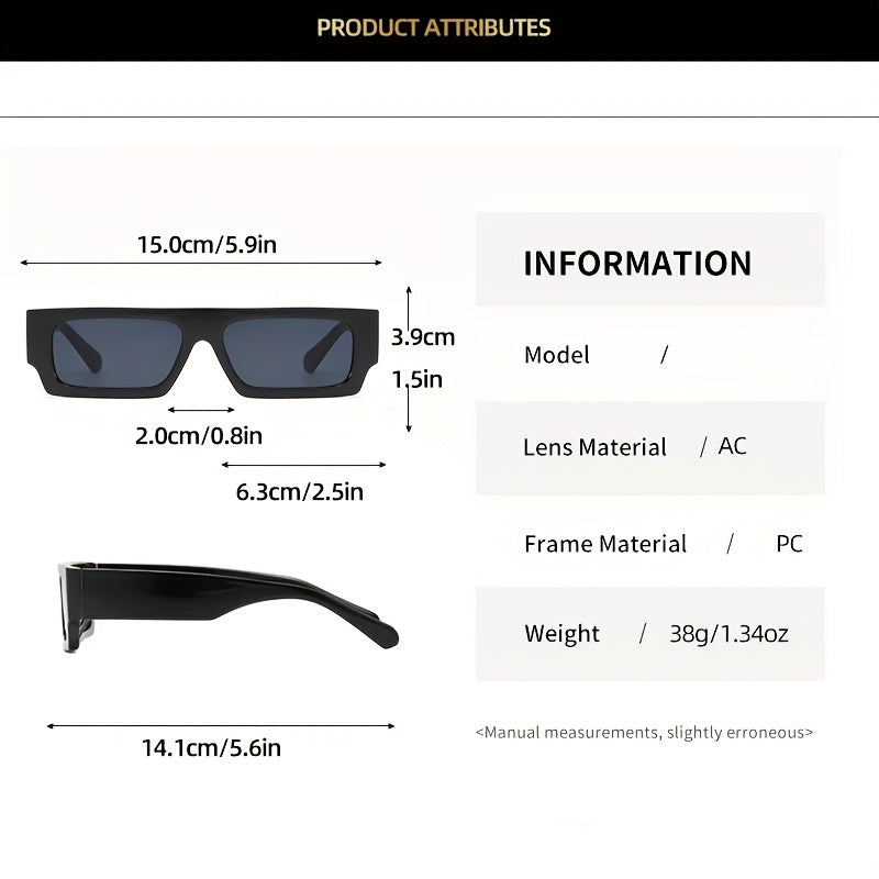 Y2K Rectangle Sunglasses Hip-hop Candy Flat Top UV400