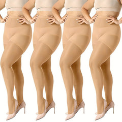 4 Pairs Plus Size Control Top Pantyhose