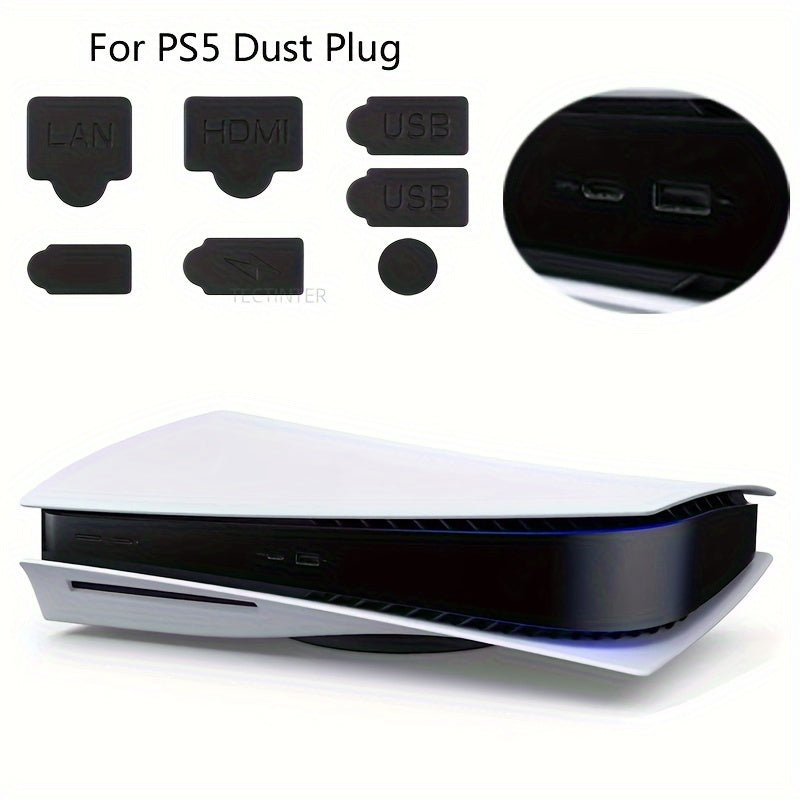 7pcs Silicone Dust Plugs Set for Game Console USB Interface