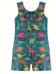 Girls Dino Camo Gymnastics Suit for Sports Dance