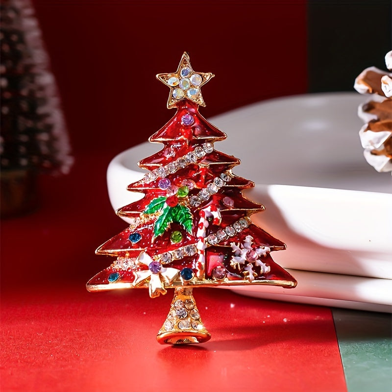 Christmas Rhinestone Enamel Brooch Pin Women's Jewelry Gift