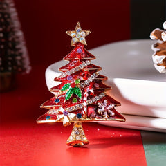 Christmas Rhinestone Enamel Brooch Pin Women's Jewelry Gift