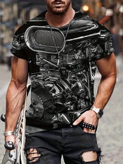 Men's 3D Vintage Machine Graphic T shirt Casual Slightly Stretch Breathable Tee