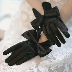 Bridal Gloves And Satin Wedding Gloves With Bowknot