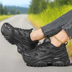 Women's Breathable Mesh Platform Sneakers Lightweight Low Top Running Shoes