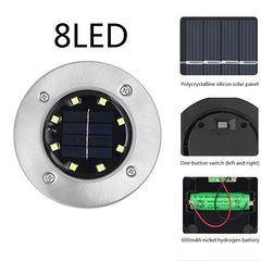 4pcs LED Solar Buried Lights Outdoor Waterproof Stainless Steel Lawn Lights