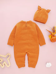 Baby Pumpkin Graphic Knit Bodysuit & Hat Set