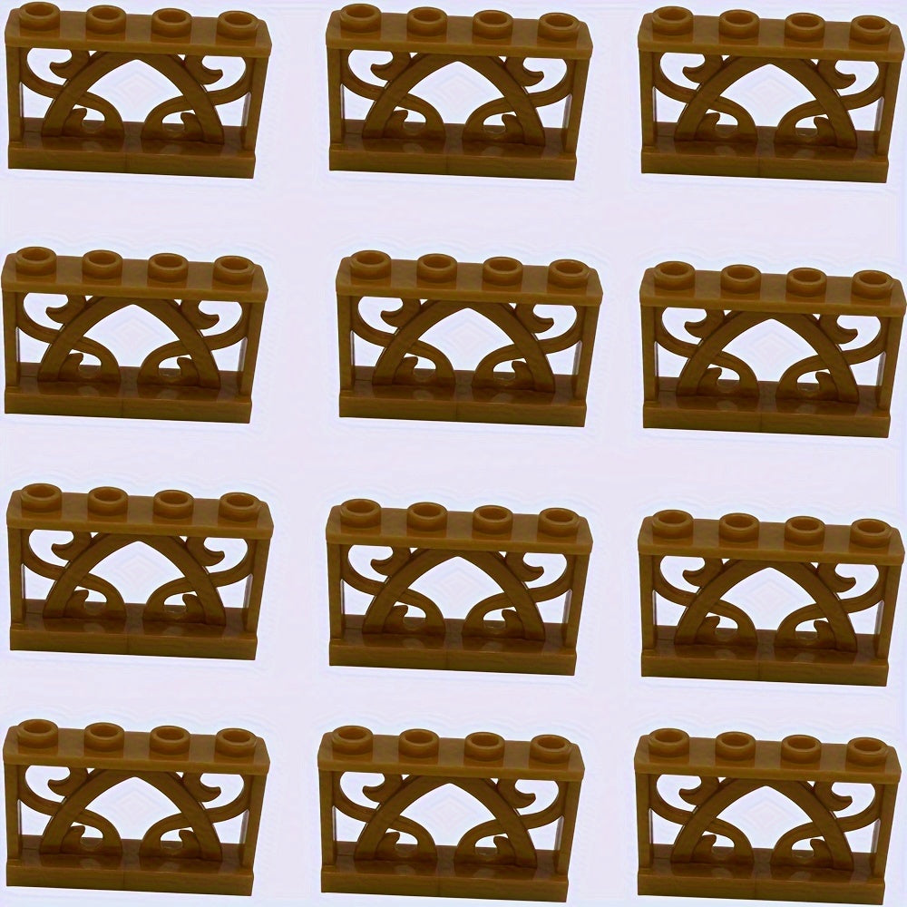 12pcs Building Block Set 1x4x2 Inch Farm Fence DIY Theme Mixed ABS Material