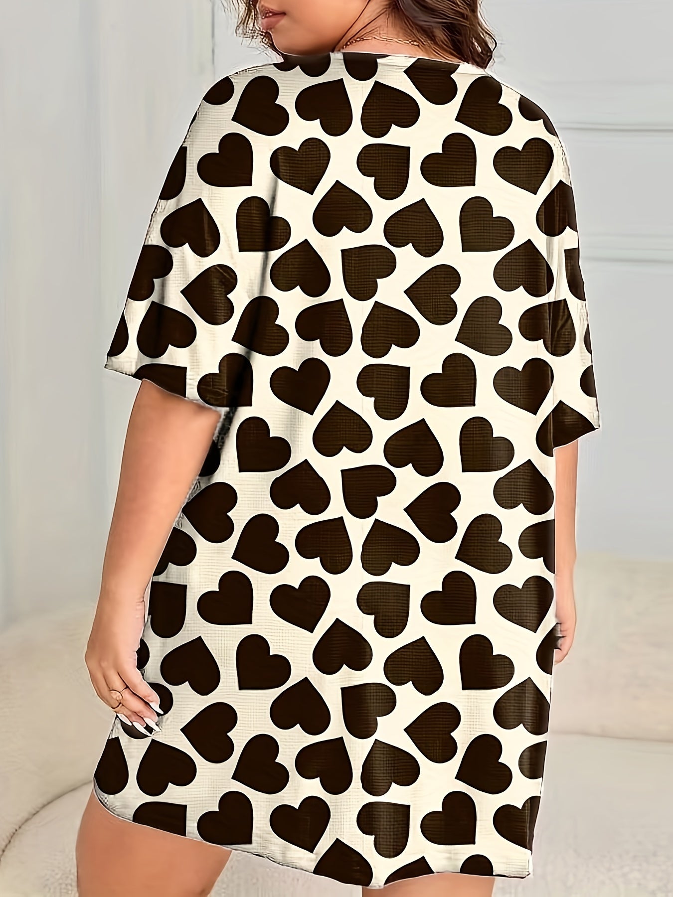 Heart Print Short Sleeve Nightdress