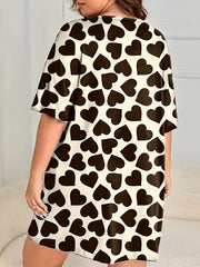 Heart Print Short Sleeve Nightdress