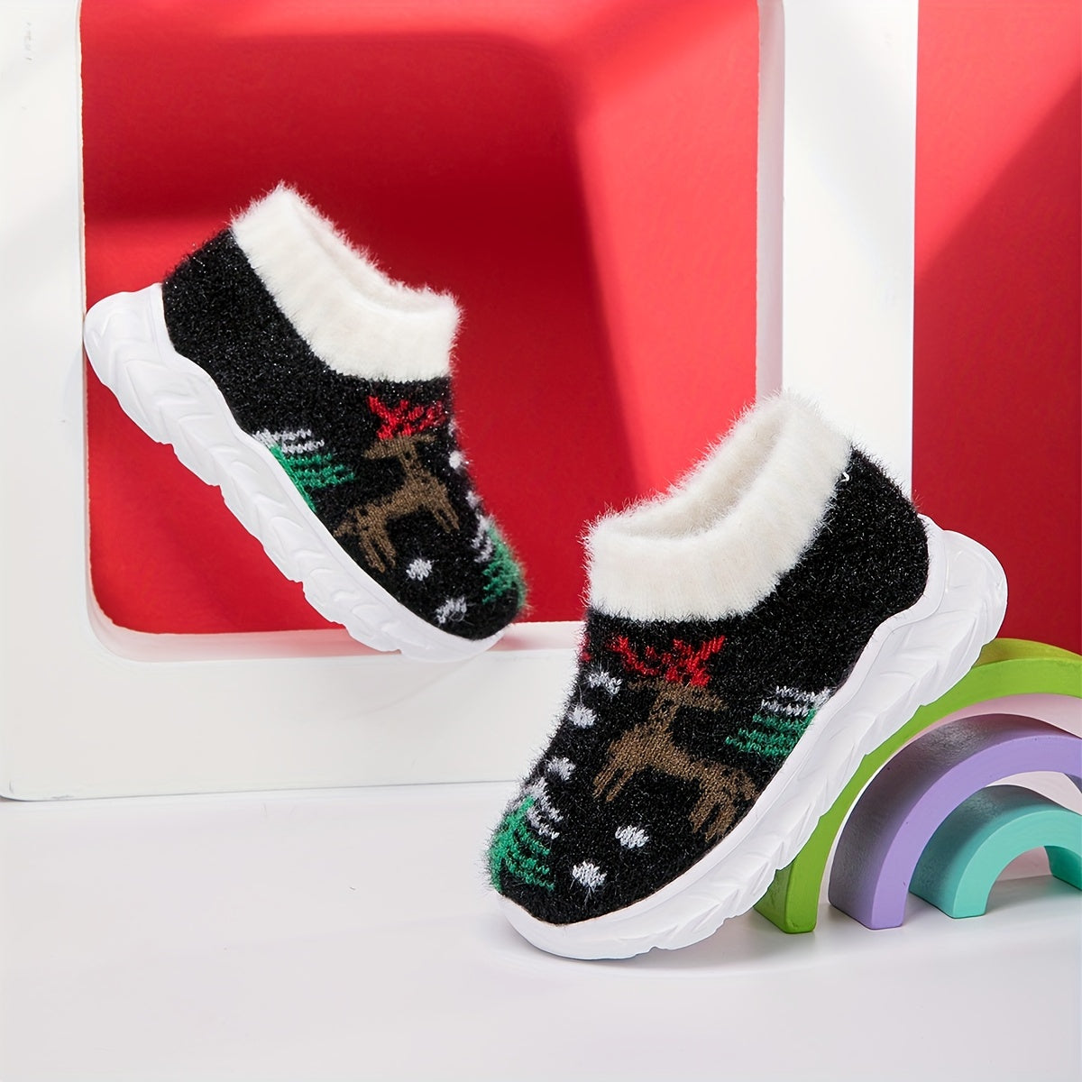 Girl's Christmas Slip On Thermal Sock Shoes Soft Comfy Winter Sneakers