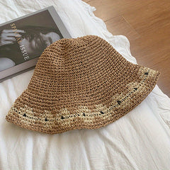 Vintage Crochet Bucket Hat UV Protection Sun Hat Foldable Outdoor Beach Travel