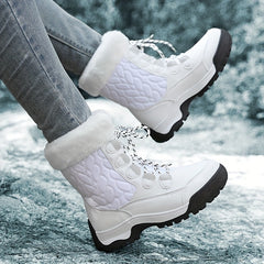 Plush Lined Thermal Flat Snow Boots Non Slip Waterproof Snow Shoes