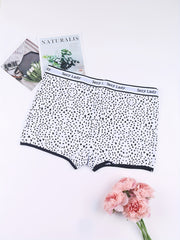 3 Pack Plus Size Sporty Panties Set Women's Plus Letter Tape Stripe & Dot Print