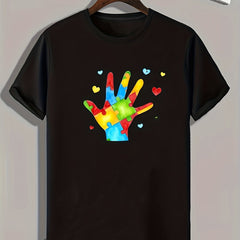 Hand Pattern Print Men's Sports T-shirt for Fitness Activities