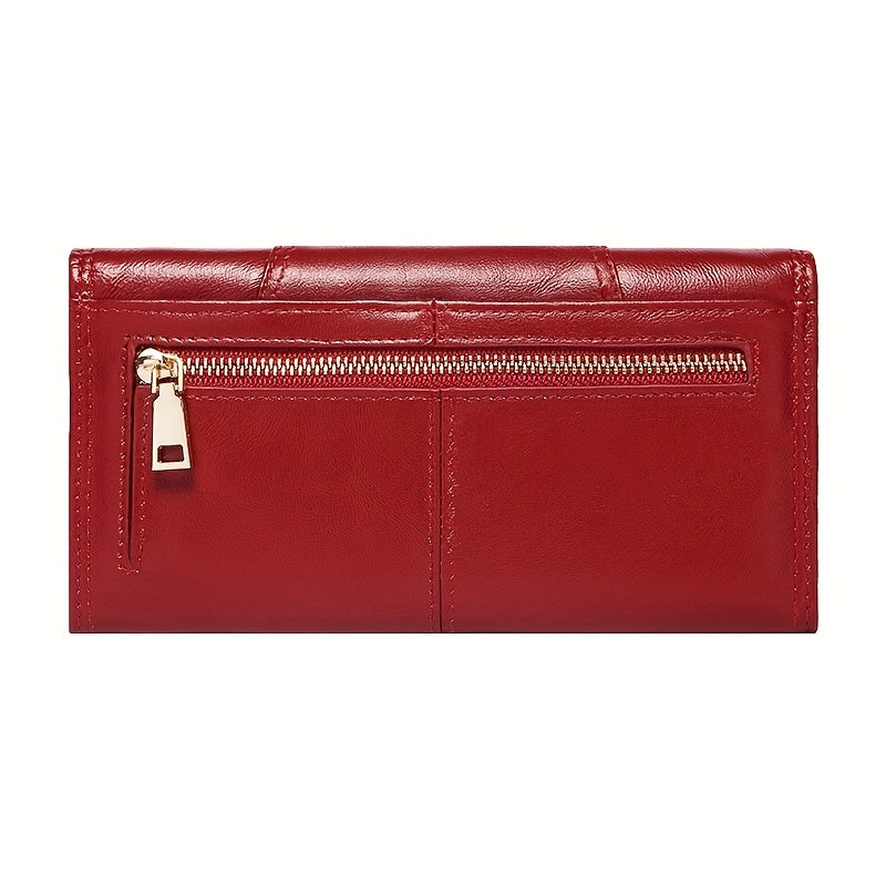 RFID Blocking Women's Travel Wallet Snap Closure Red