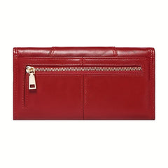 RFID Blocking Women's Travel Wallet Snap Closure Red