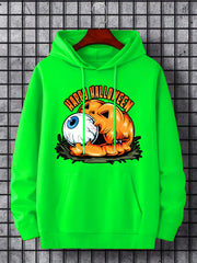 Men's Eyeball & Pumpkin Graphic Hoodie Halloween Style