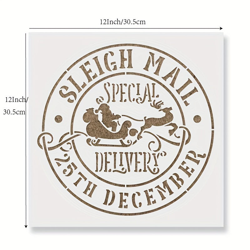1pc Sleigh Mail Merry Christmas Stencil For Painting DIY