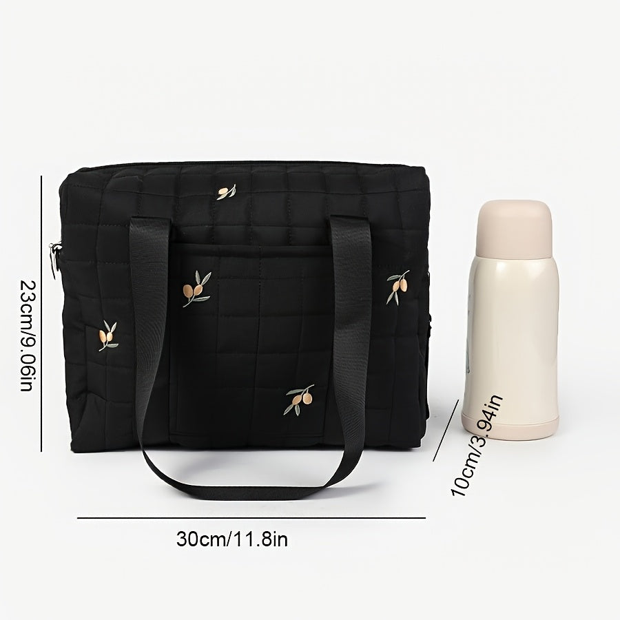Embroidered Butterfly Diaper Bag with Multiple Compartments