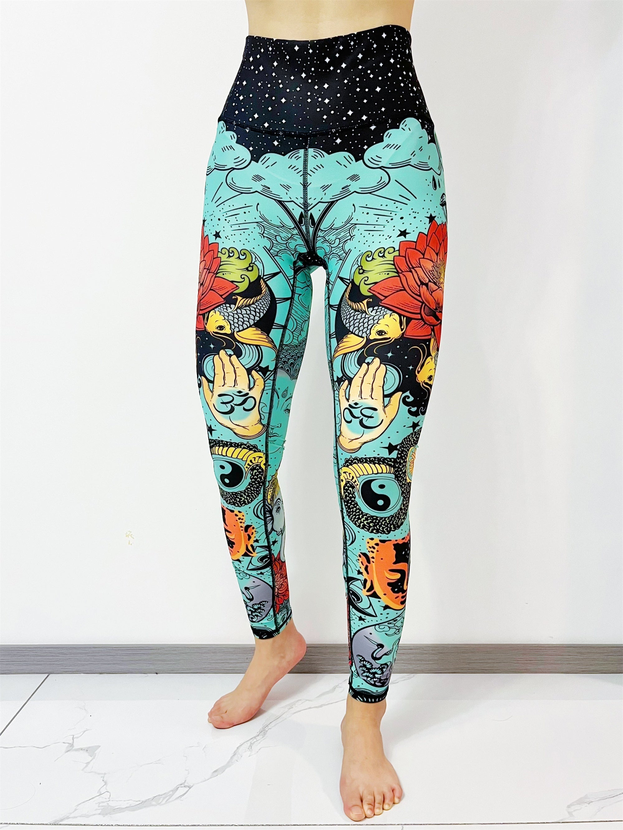 Cartoon Myth Print Yoga Pants High Waist Slim Ankle Length Pants