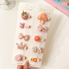 5pcs Crown Rabbits Flowers Bow Mushroom Hair Clips for Girls