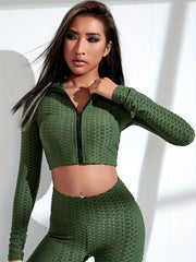 Zip Up Crop Jacket Slim Casual Outerwear Women's Clothing