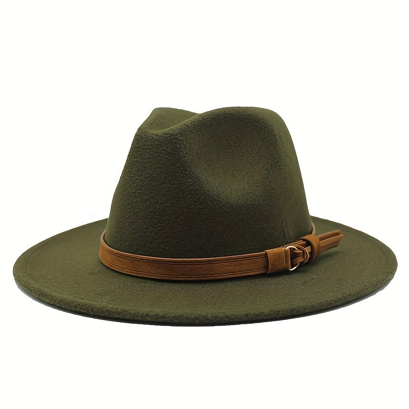 Retro Tweed Bowler Jazz Hat With Belt - Small Size
